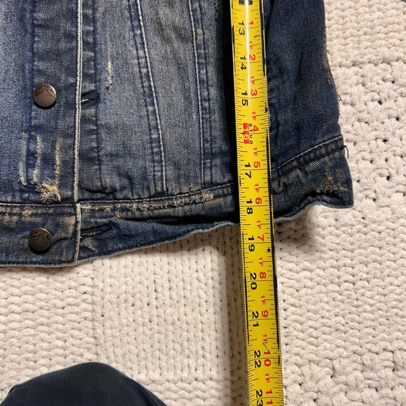 Free People Jean Jacket with Sweater Sleeves and Hood - Picture 5 of 6